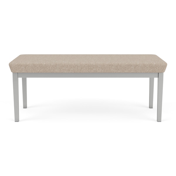 Lesro Lenox Steel 2 Seat Bench, Stone (Beige) Seat, Stone Back, 45 W 21 L 18.5 H, Linette Vinyl Seat LS2001 - main